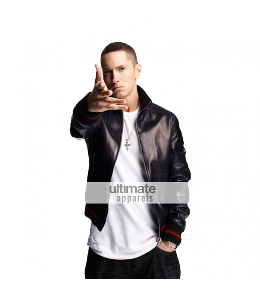Gucci Replica Eminem Not Afraid Leather Bomber Jacket