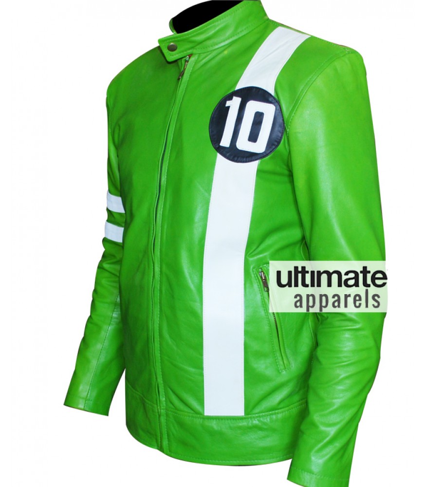Ben 10 Cartoon Replica Green Leather Jacket Sale