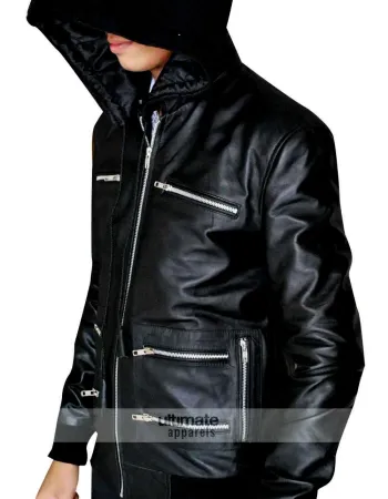 Eminem Grammy Awards Bear Collar Hooded Biker Jacket