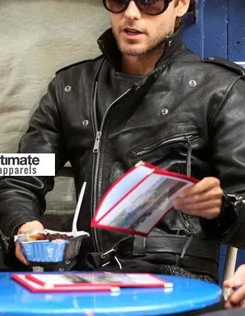 Jared Leto Black Biker Leather Jacket Jared Leto Black Biker Leather Jacket