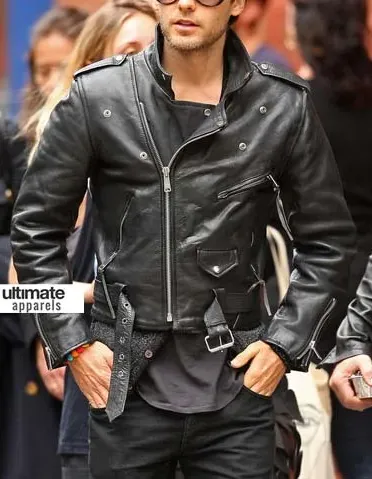 Jared Leto Black Biker Leather Jacket Jared Leto Black Biker Leather Jacket
