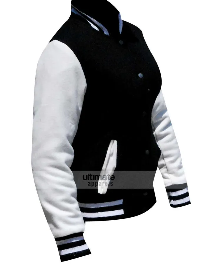 Kim Kardashian Black/White Varsity Bomber Jacket Kim Kardashian Black/White Varsity Bomber Jacket
