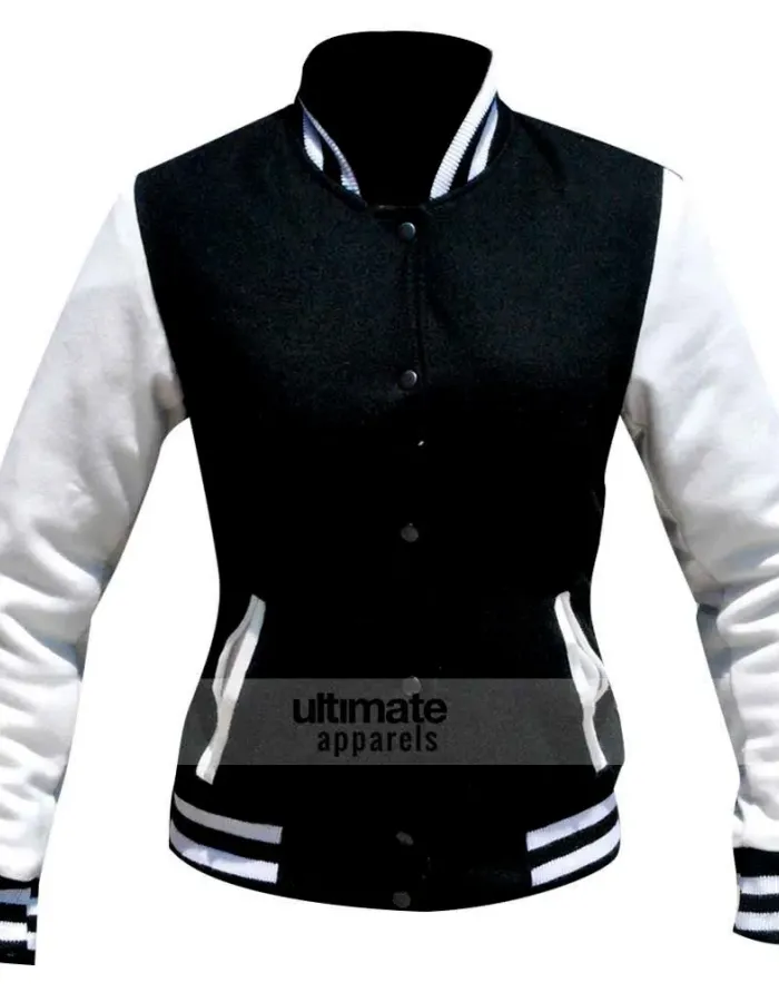 Kim Kardashian Black/White Varsity Bomber Jacket Kim Kardashian Black/White Varsity Bomber Jacket