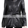 Women's Slim Fit Black Leather Blazer Coat