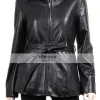 Women's Slim Fit Black Leather Blazer Coat