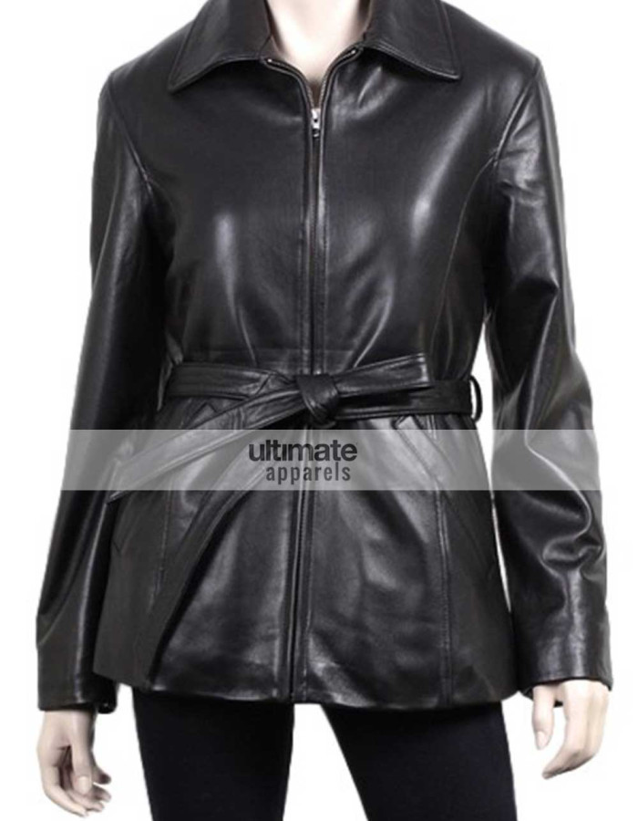 Women's Slim Fit Black Leather Blazer Coat
