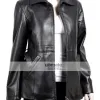 Women's Slim Fit Black Leather Blazer Coat