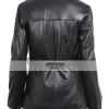 Women's Slim Fit Black Leather Blazer Coat