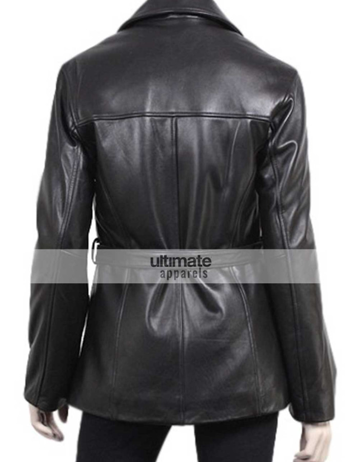 Women's Slim Fit Black Leather Blazer Coat