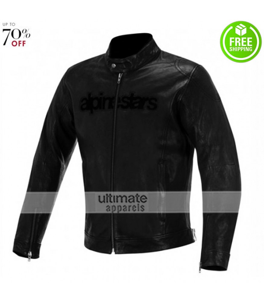 Alpinestars Mens Black Biker Leather Jacket 