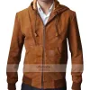 Jackie & Ryan Ben Barnes Brown Suede Bomber Jacket