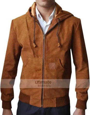 Jackie & Ryan Ben Barnes Brown Suede Bomber Jacket