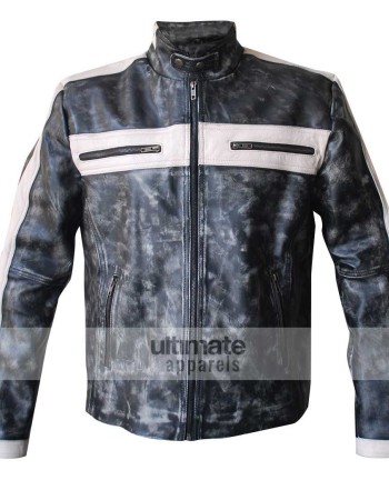 Designer Grey Bomber Biker Leather Jacket for Men