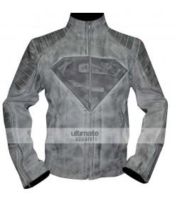Superman Denim Style Black/White Distressed Jacket Superman Denim Style Black/White Distressed Jacket