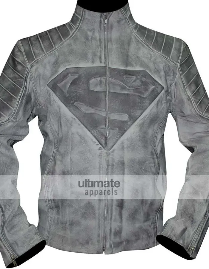 Superman Denim Style Black/White Distressed Jacket Superman Denim Style Black/White Distressed Jacket