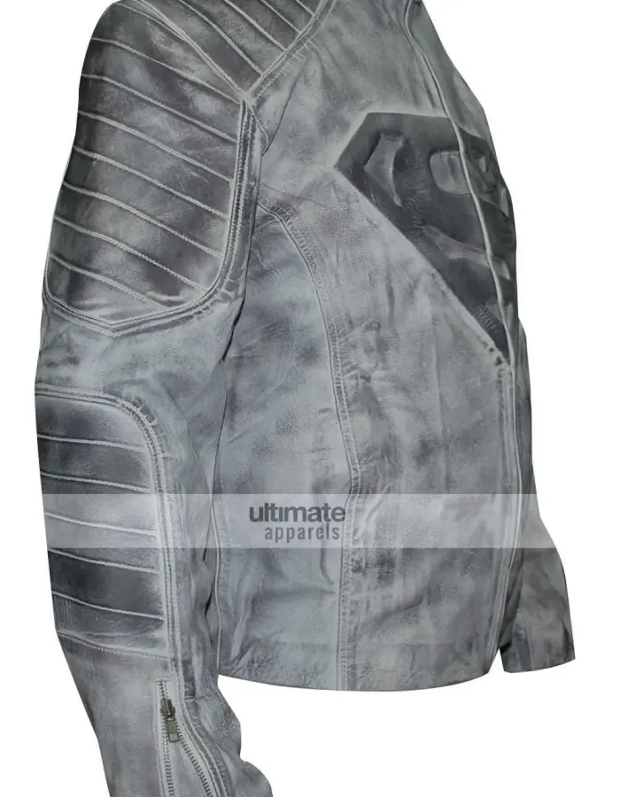 Superman Denim Style Black/White Distressed Jacket Superman Denim Style Black/White Distressed Jacket