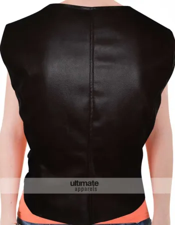 Women's Slim Fit Brown Faux Moto Vest