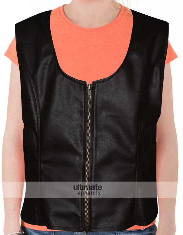Women's Slim Fit Brown Faux Moto Vest Women's Slim Fit Brown Faux Moto Vest