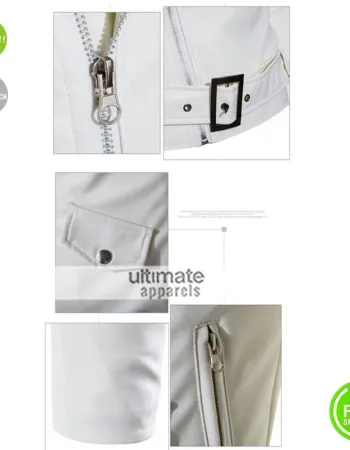 Belted Rider White Motorcycle Men's Jacket 