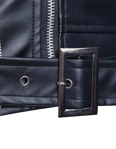 Black Fashion Men Short Slim Fit Collar Leather Jacket Black Fashion Men Short Slim Fit Collar Leather Jacket
