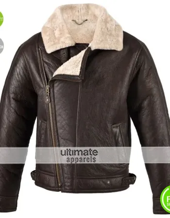 Men Chocolate Sheepskin Aviator Flying Jacket