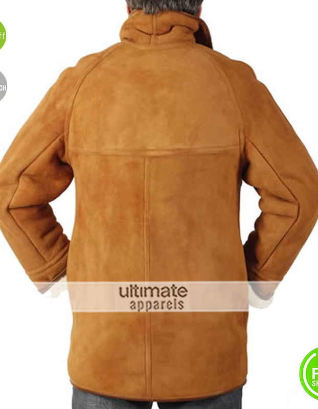 Men Classic Sheepskin Camel Brown Coat Men Classic Sheepskin Camel Brown Coat