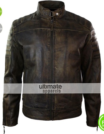 Men Retro Vintage Distressed Leather Jacket