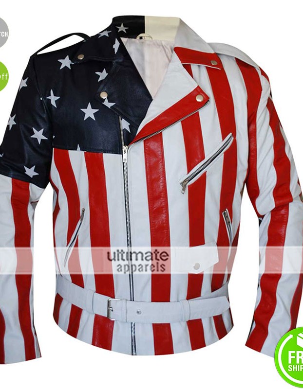 American Flag 2016 Men’s Rider Faux Leather Jacket 