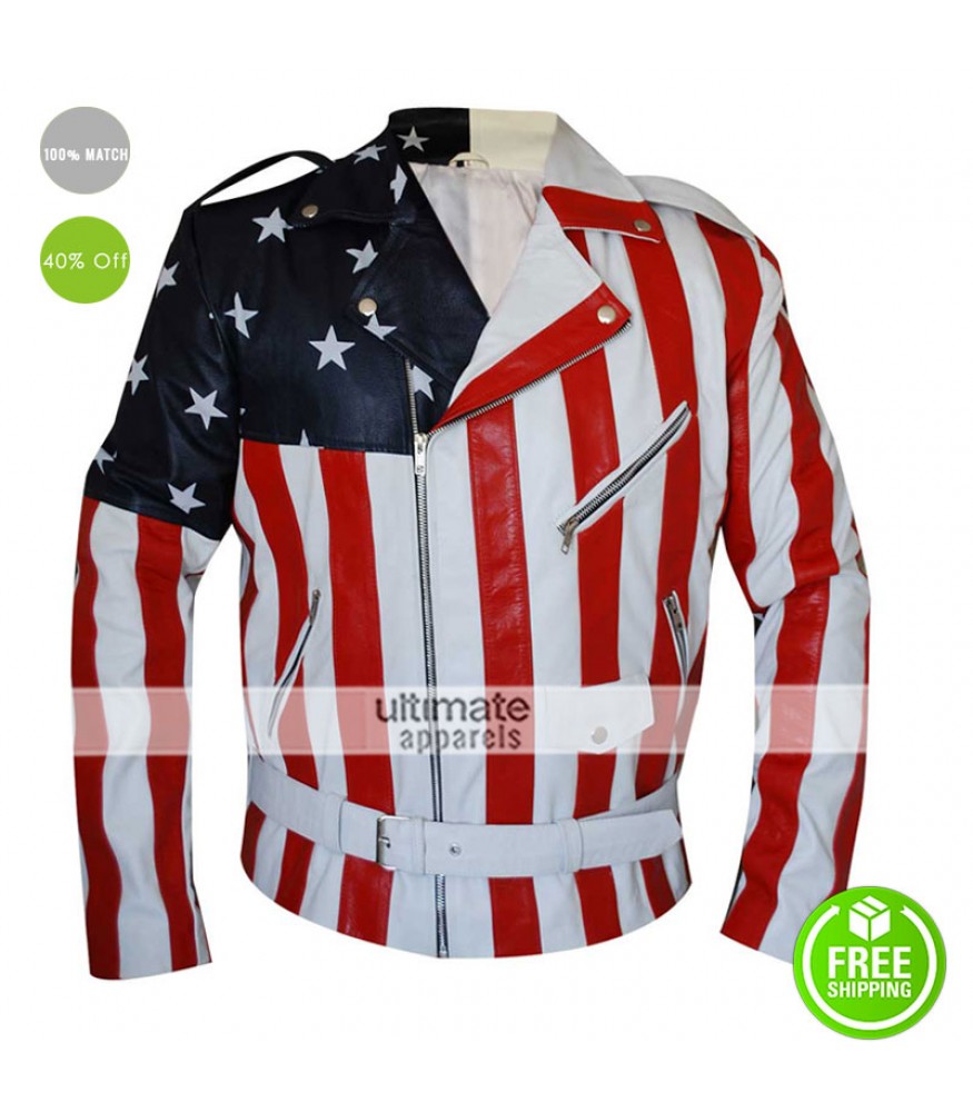American Flag 2016 Men’s Rider Faux Leather Jacket 