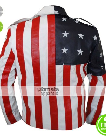 American Flag 2016 Men’s Rider Faux Leather Jacket 