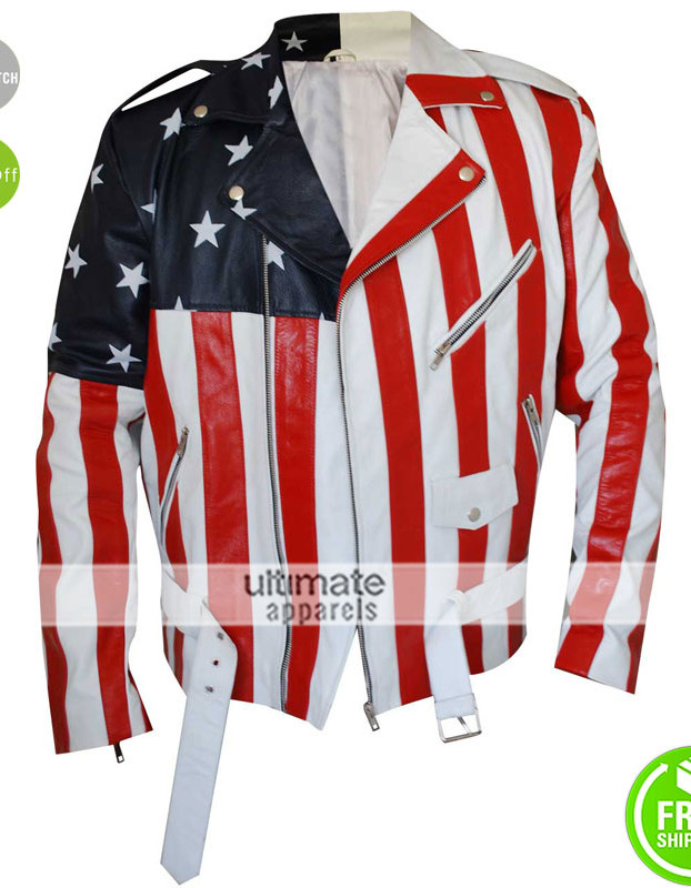 American Flag 2016 Men’s Rider Faux Leather Jacket 