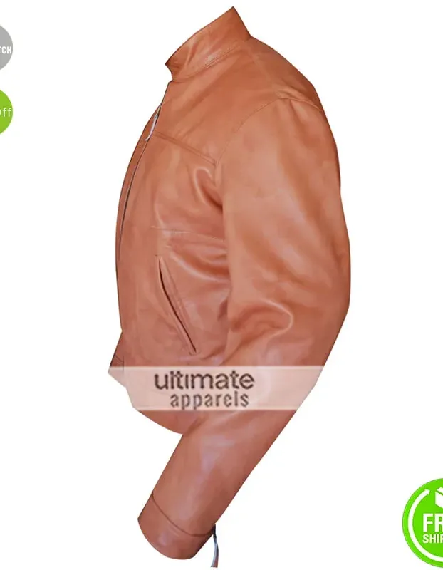Men’s Slim Fit Light Brown Faux Leather Jacket Men’s Slim Fit Light Brown Faux Leather Jacket