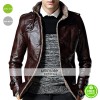 Strap Pocket Dark Brown Shearling Leather Jacket