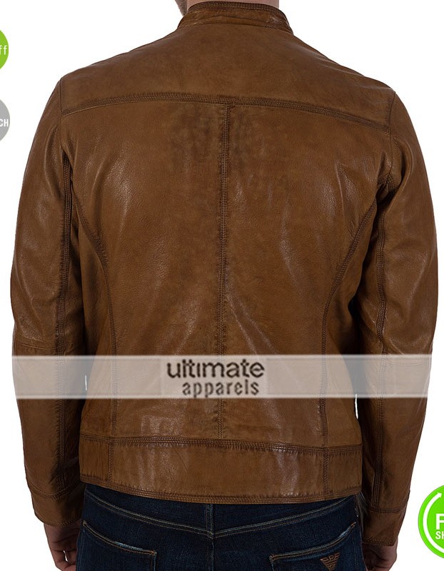 Stylish Hugo Boss Brown Men Leather Jacket