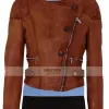 Ashley Benson Brown Quilted Branded Jacket