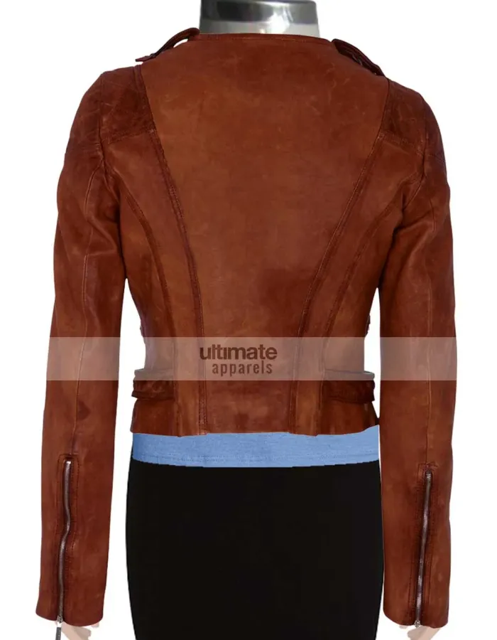 Ashley Benson Brown Quilted Branded Jacket