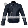 Brando Blue Biker Quilted Leather Jacket For Men Brando Blue Biker Quilted Leather Jacket For Men