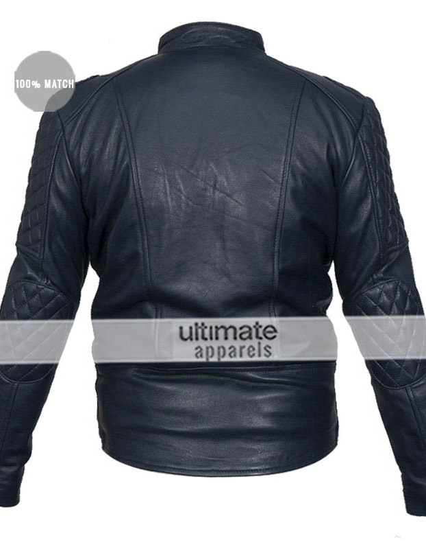 Brando Blue Biker Quilted Leather Jacket For Men Brando Blue Biker Quilted Leather Jacket For Men