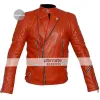 Brando Red Men's Quilted Motorcycle Leather Jacket Brando Red Men's Quilted Motorcycle Leather Jacket