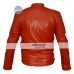 Brando Red Men's Quilted Motorcycle Leather Jacket 