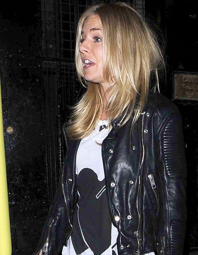 Sienna Miller Burberry Black Biker Leather Jacket Sienna Miller Burberry Black Biker Leather Jacket