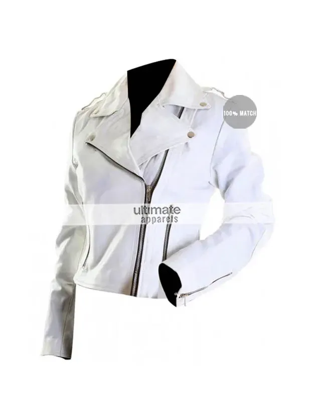 Women's White Motorcycle Leather Jacket