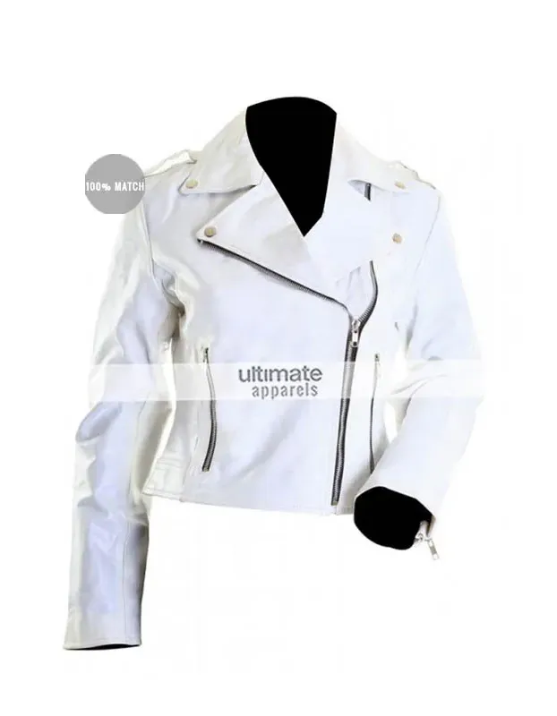Women's White Motorcycle Leather Jacket