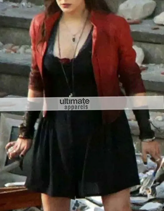 Avengers Age of Ultron Scarlet Witch Red Leather Jacket