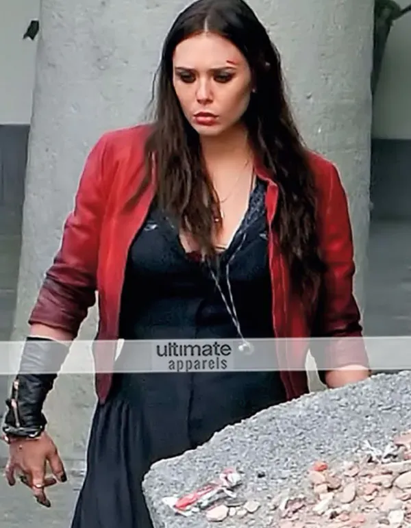 Avengers Age of Ultron Scarlet Witch Red Leather Jacket