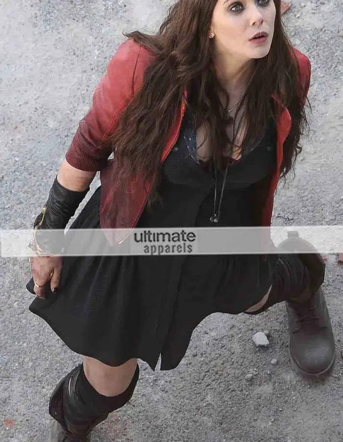 Avengers Age of Ultron Scarlet Witch Red Leather Jacket