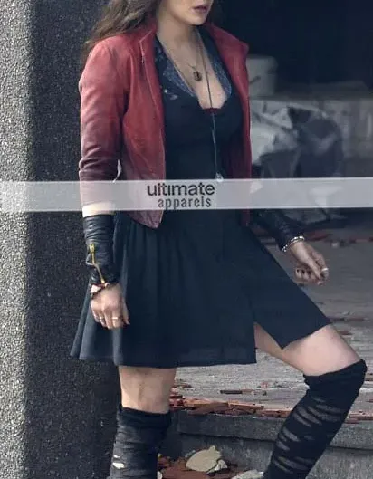 Avengers Age of Ultron Scarlet Witch Red Leather Jacket