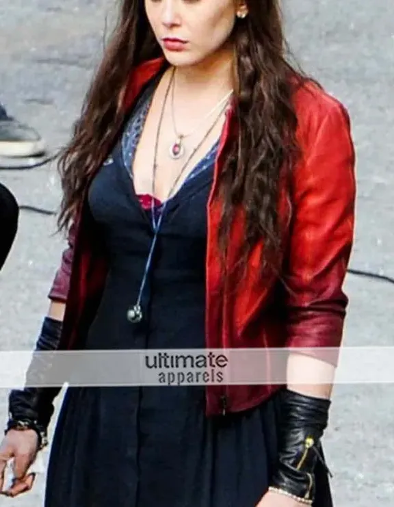 Avengers Age of Ultron Scarlet Witch Red Leather Jacket