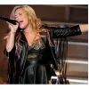Demi Lovato Fringe Black Biker Moto Leather Jacket