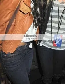 Vanessa Hudgens Brown Leather Bomber Jacket Vanessa Hudgens Brown Leather Bomber Jacket